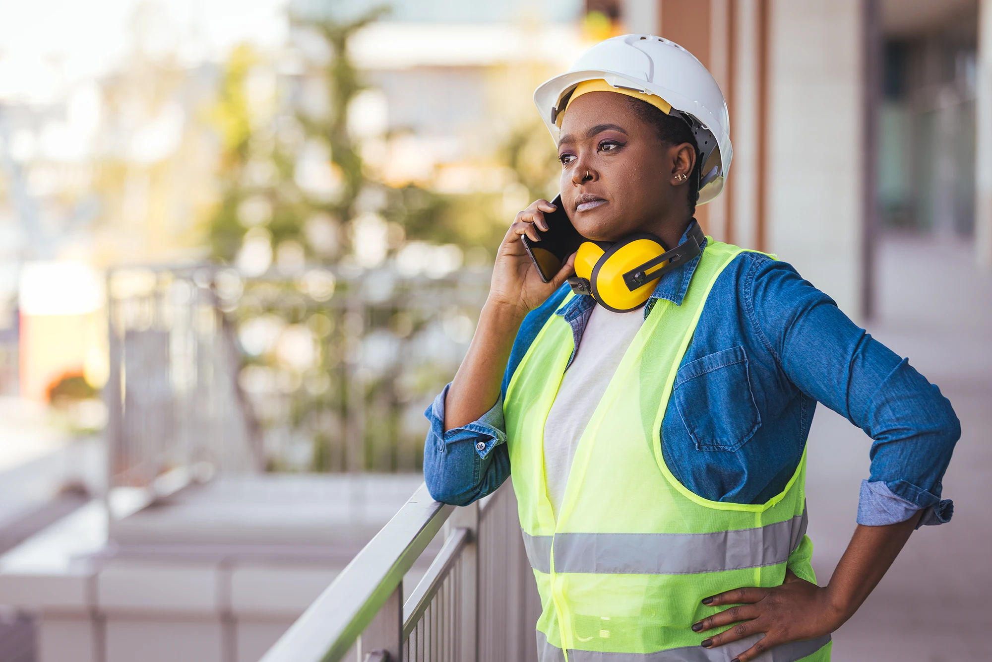 woman worker on phone seeking legal advice
